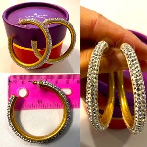 Kate Spade white crystal hoop earrings
